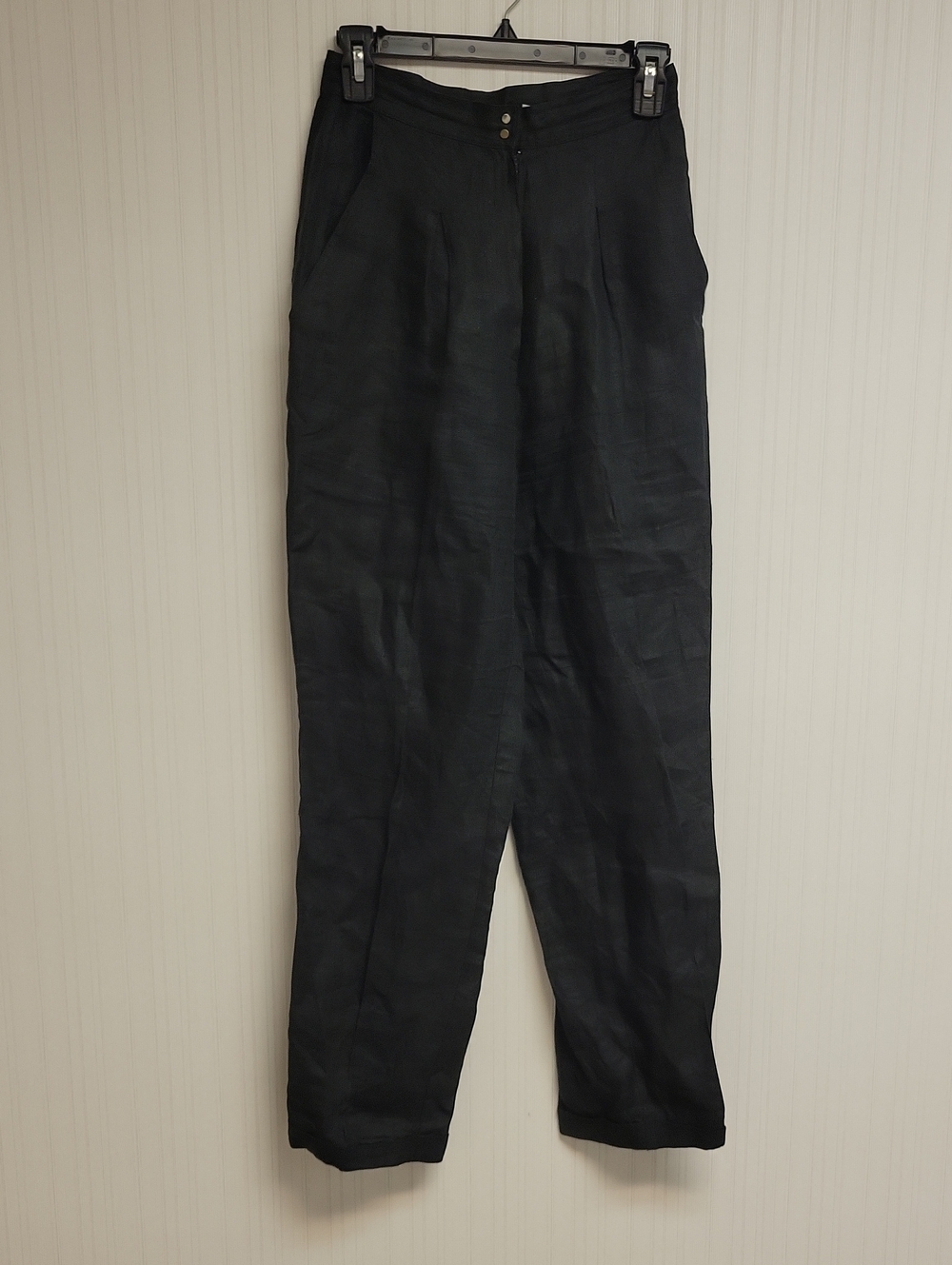 Michael Carrie Black Linen Pleated Trousers Women's 8. Lightweight Office Summer